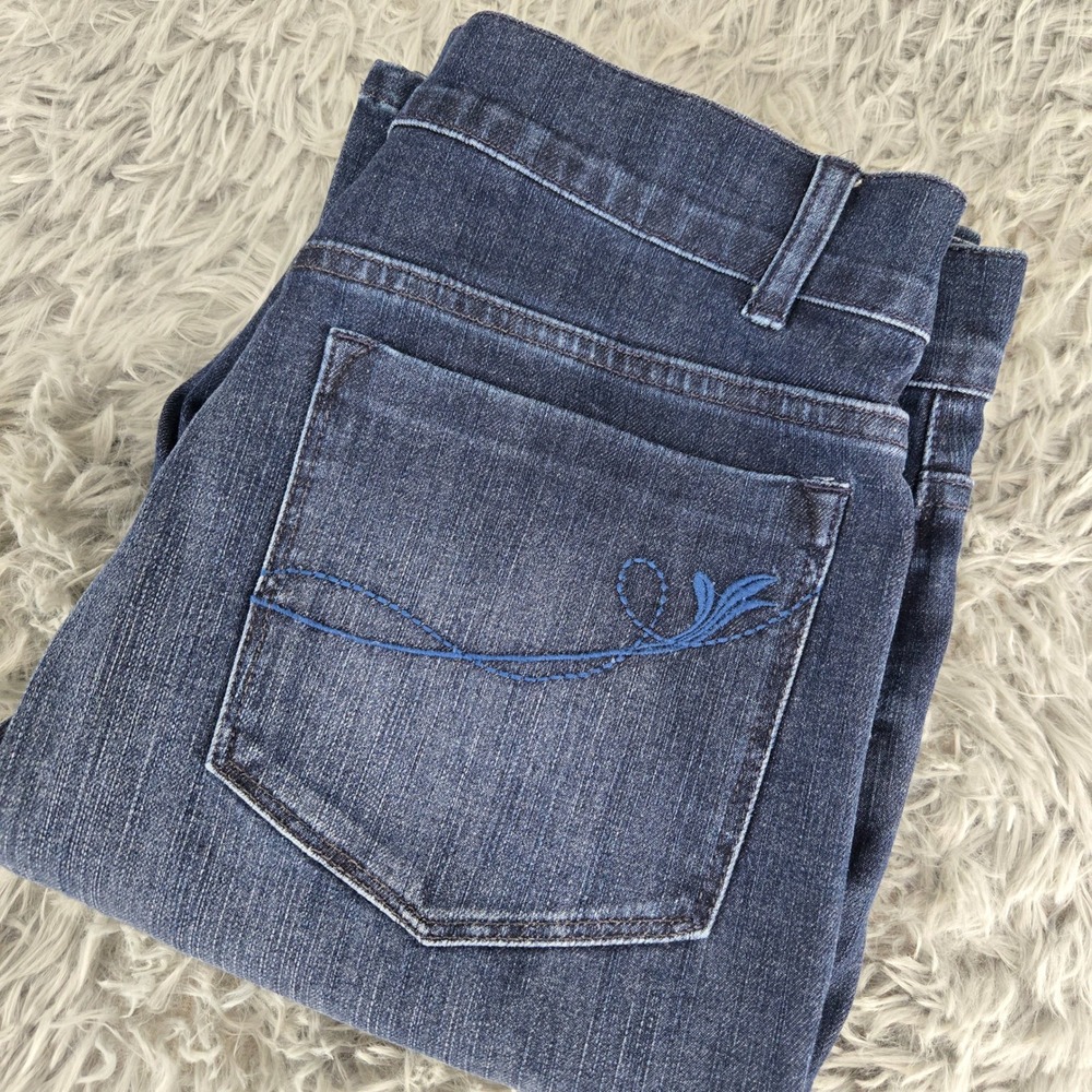 Soft Surroundings Straight Leg Jeans Womens 08 Tall Dark Wash Blue Stretch 44851
